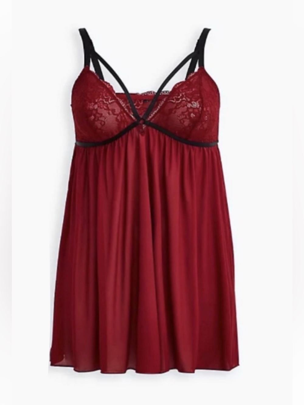 TORRID CAP SLEEVE STRAPPY BABYDOLL - BURGUNDY